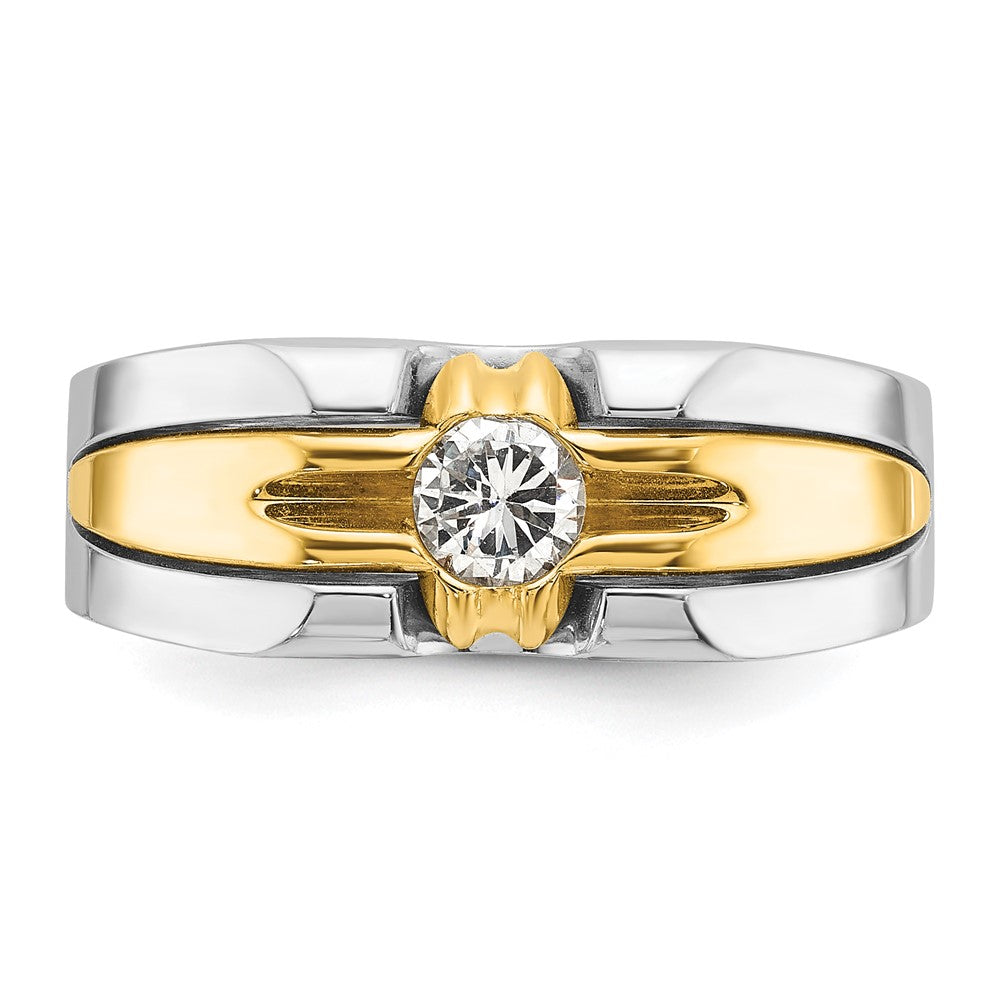 14K Zweifarbiges Gold Herren-Ring mit 0,375 Karat Diamanten, komplett besetzt