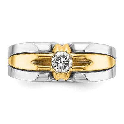 14K Zweifarbiges Gold Herren-Ring mit 0,375 Karat Diamanten, komplett besetzt