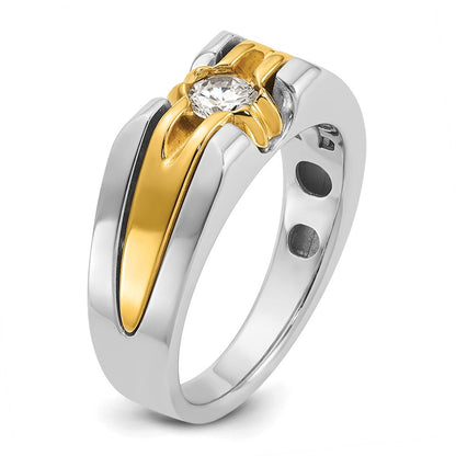 14K Zweifarbiges Gold Herren-Ring mit 0,375 Karat Diamanten, komplett besetzt