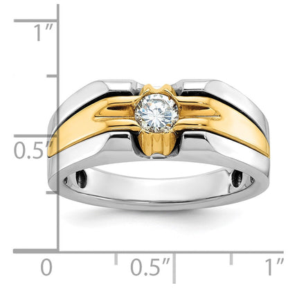 14K Zweifarbiges Gold Herren-Ring mit 0,375 Karat Diamanten, komplett besetzt