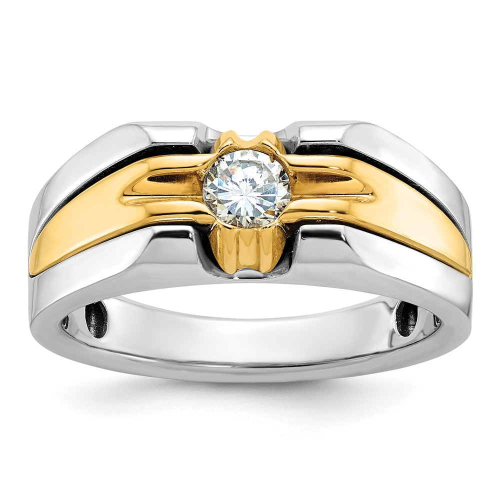 14K Zweifarbiges Gold Herren-Ring mit 0,375 Karat Diamanten, komplett besetzt
