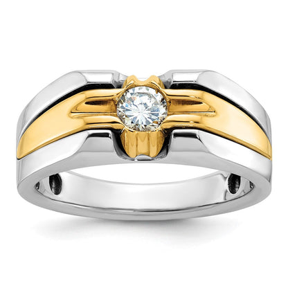 14K Zweifarbiges Gold Herren-Ring mit 0,375 Karat Diamanten, komplett besetzt