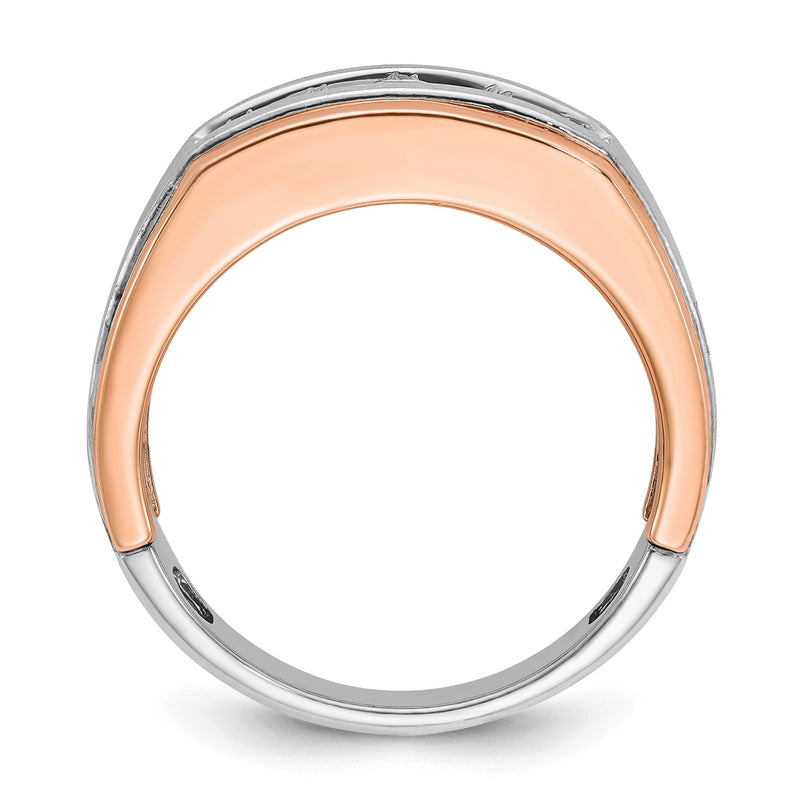 14K Weiß/ Roségold Ibgoodman Weiß und Rose Herren Poliert Satiniert Gerillt 5-stone Ring