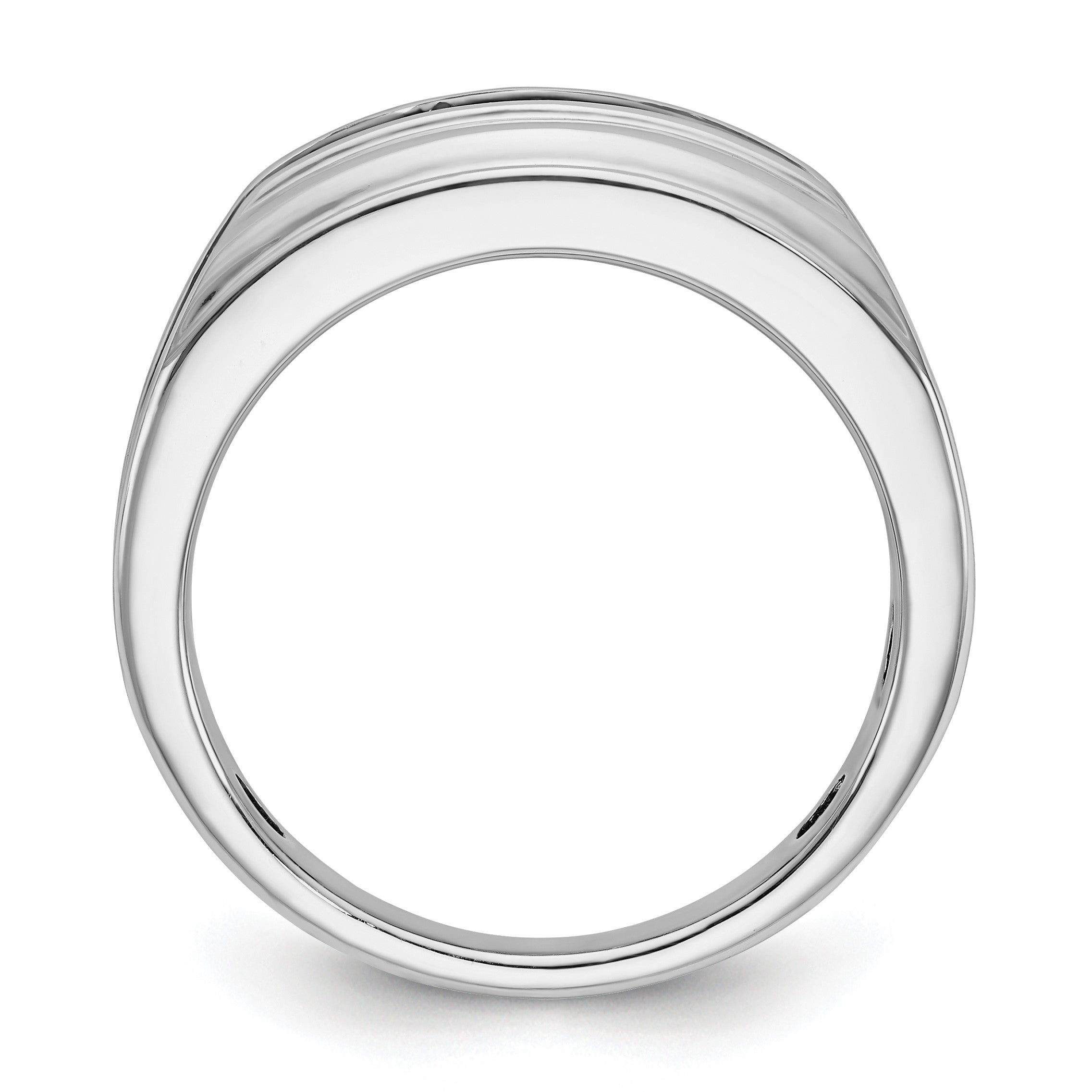 14K Weißgold Herrenring mit Schwarzrhodium, satiniert, 0,5K Diamant, komplett