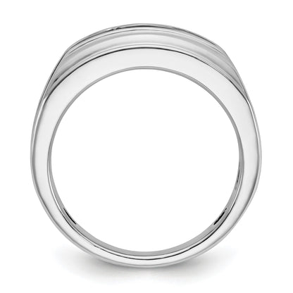 14K Weißgold Herrenring mit Schwarzrhodium, satiniert, 0,5K Diamant, komplett