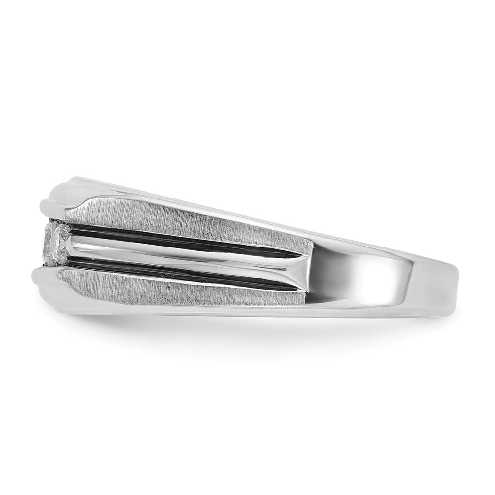 14K Weißgold Herrenring mit Schwarzrhodium, satiniert, 0,5K Diamant, komplett