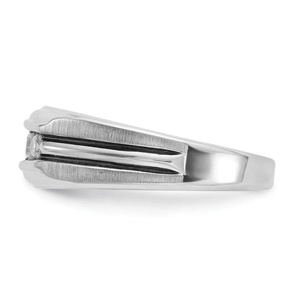14K Weißgold Herrenring mit Schwarzrhodium, satiniert, 0,5K Diamant, komplett