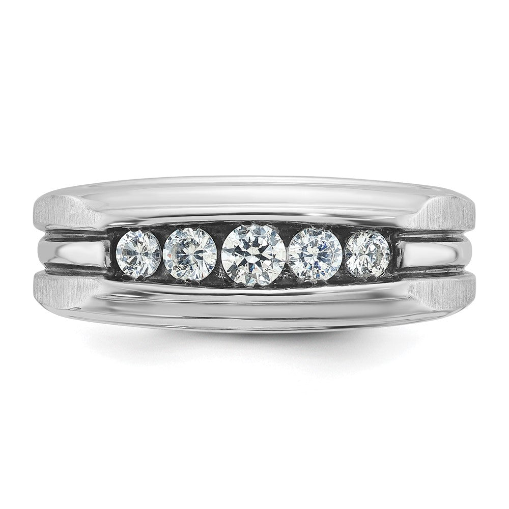 14K Weißgold Herrenring mit Schwarzrhodium, satiniert, 0,5K Diamant, komplett