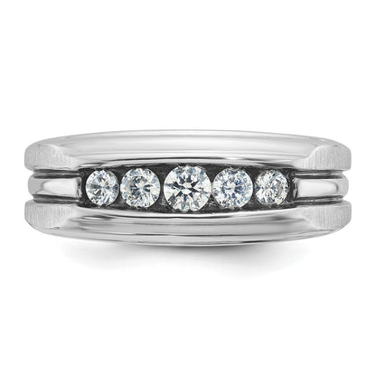 14K Weißgold Herrenring mit Schwarzrhodium, satiniert, 0,5K Diamant, komplett
