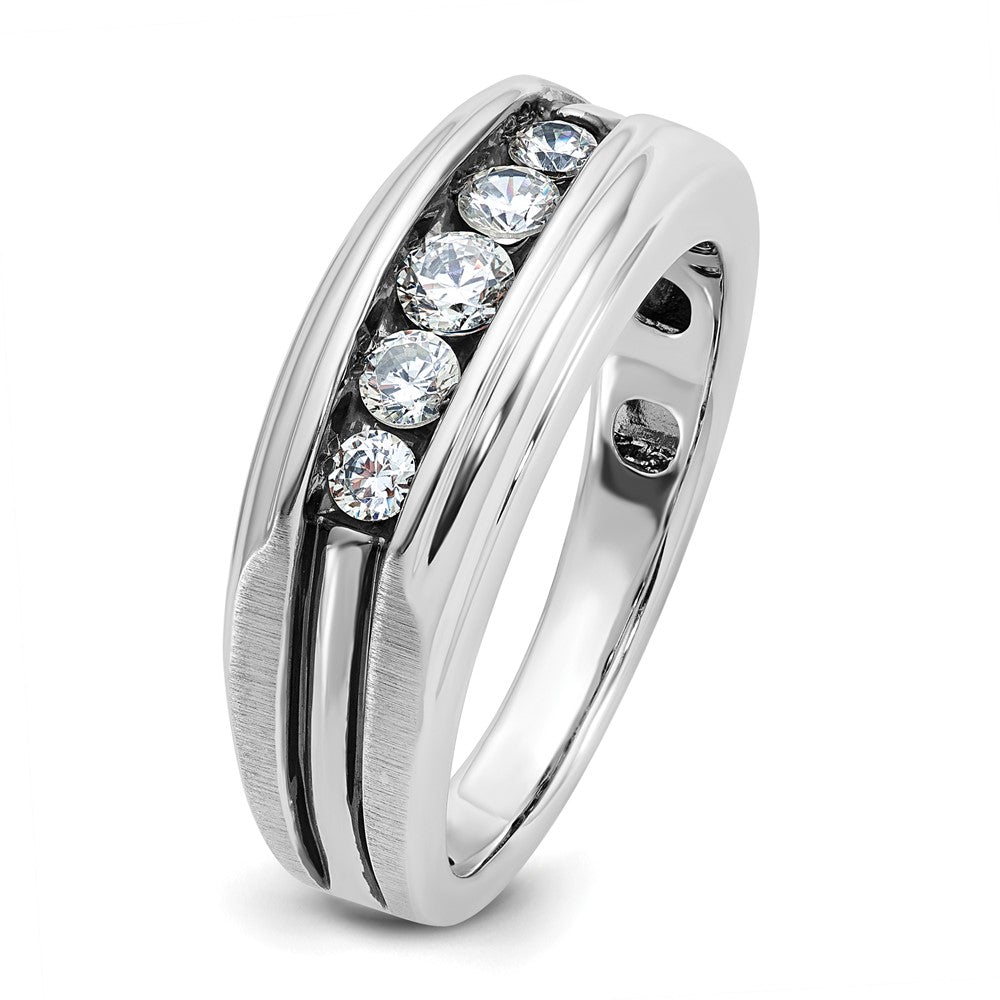 14K Weißgold Herrenring mit Schwarzrhodium, satiniert, 0,5K Diamant, komplett