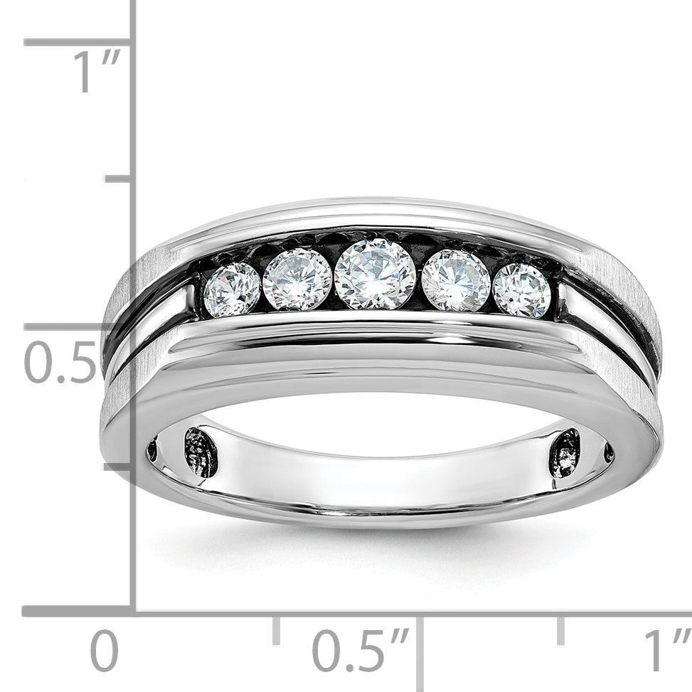 14K Weißgold Herrenring mit Schwarzrhodium, satiniert, 0,5K Diamant, komplett