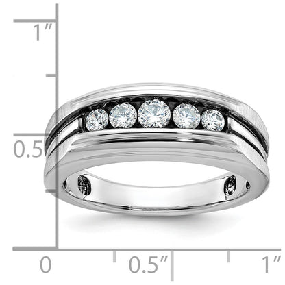 14K Weißgold Herrenring mit Schwarzrhodium, satiniert, 0,5K Diamant, komplett