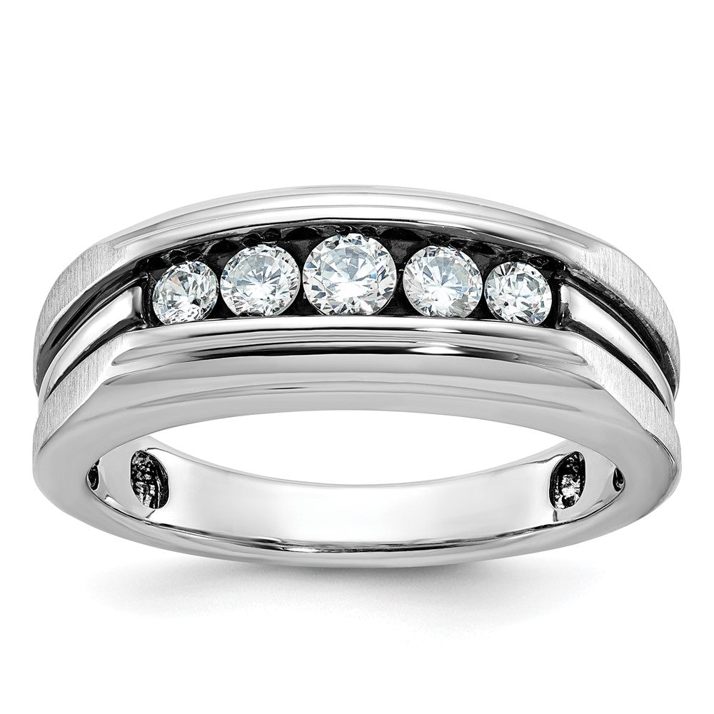 14K Weißgold Herrenring mit Schwarzrhodium, satiniert, 0,5K Diamant, komplett