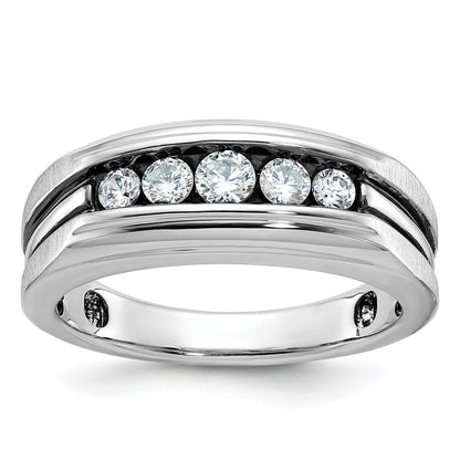 14K Weißgold Herrenring mit Schwarzrhodium, satiniert, 0,5K Diamant, komplett