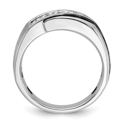 14K Weißgold Ring mit Schwarzrhodium, 0,5 ct. Labor gezüchteten Diamanten VS/SI+ G+, komplett poliert, satiniert und mit Rille, für Herren