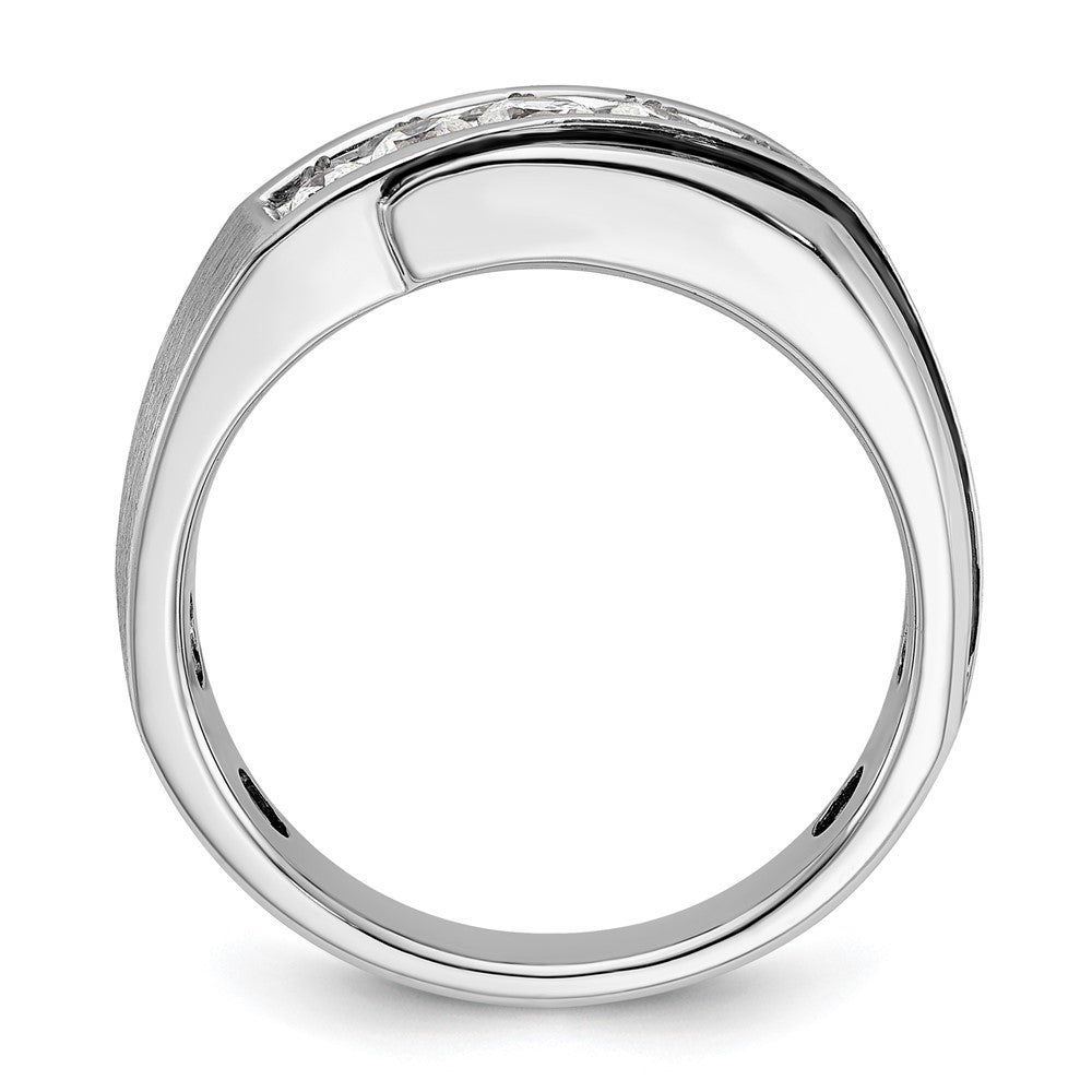 14K Weißgold mit Schwarzrhodium Herren-Siegelring mit Satinfinish und 0,5K Diamanten, komplett besetzt