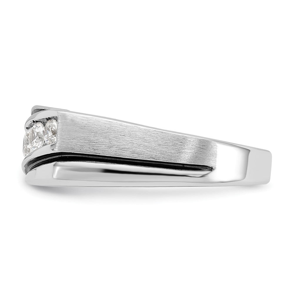14K Weißgold mit Schwarzrhodium Herren-Siegelring mit Satinfinish und 0,5K Diamanten, komplett besetzt