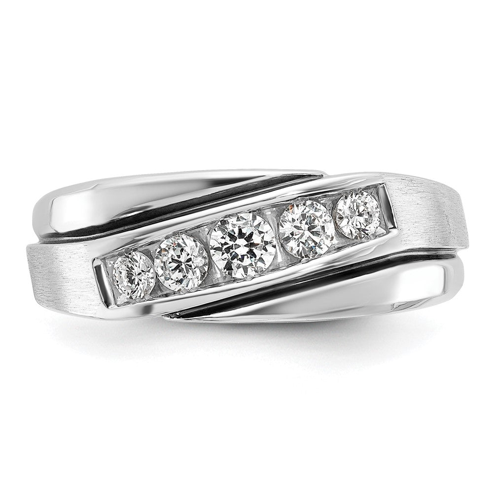 14K Weißgold mit Schwarzrhodium Herren-Siegelring mit Satinfinish und 0,5K Diamanten, komplett besetzt