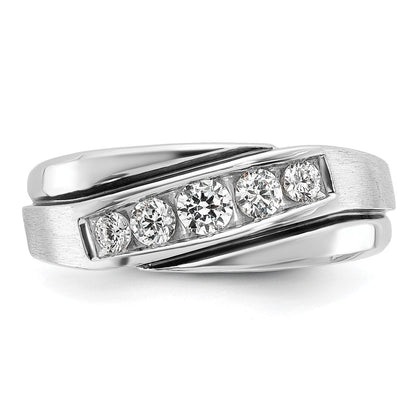 14K Weißgold mit Schwarzrhodium Herren-Siegelring mit Satinfinish und 0,5K Diamanten, komplett besetzt