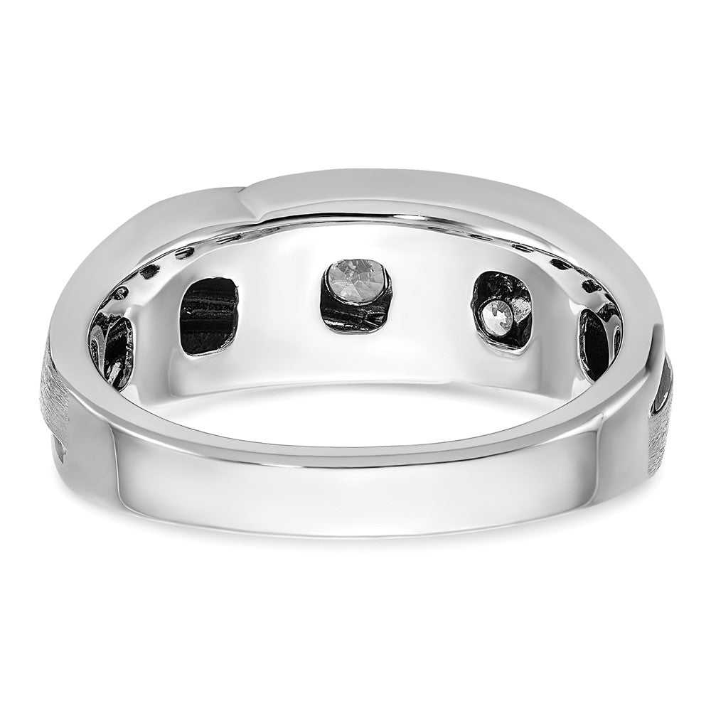 14K Weißgold Ring mit Schwarzrhodium, 0,5 ct. Labor gezüchteten Diamanten VS/SI+ G+, komplett poliert, satiniert und mit Rille, für Herren