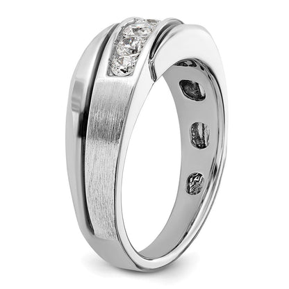 14K Weißgold mit Schwarzrhodium Herren-Siegelring mit Satinfinish und 0,5K Diamanten, komplett besetzt