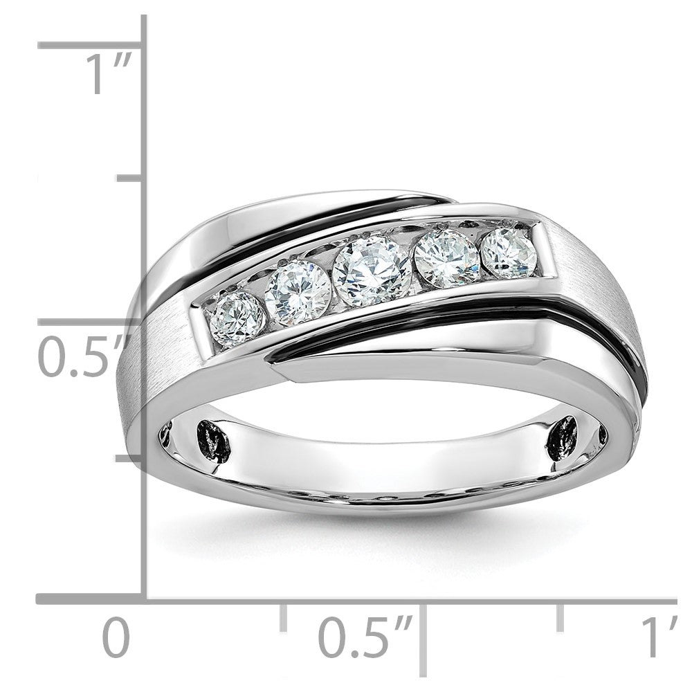 14K Weißgold mit Schwarzrhodium Herren-Siegelring mit Satinfinish und 0,5K Diamanten, komplett besetzt