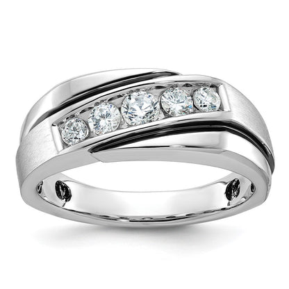 14K Weißgold Ring mit Schwarzrhodium, 0,5 ct. Labor gezüchteten Diamanten VS/SI+ G+, komplett poliert, satiniert und mit Rille, für Herren