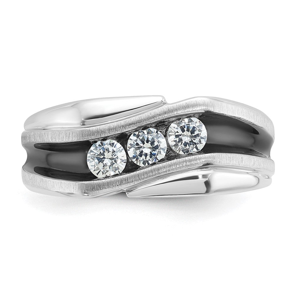 14K Weißgold Herrenring mit Schwarzrhodium, Satin-Finish, 0,5 ct. Diamant