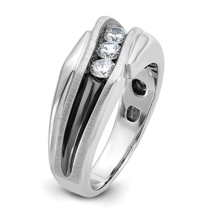 14K Weißgold Herrenring mit Schwarzrhodium, Satin-Finish, 0,5 ct. Diamant
