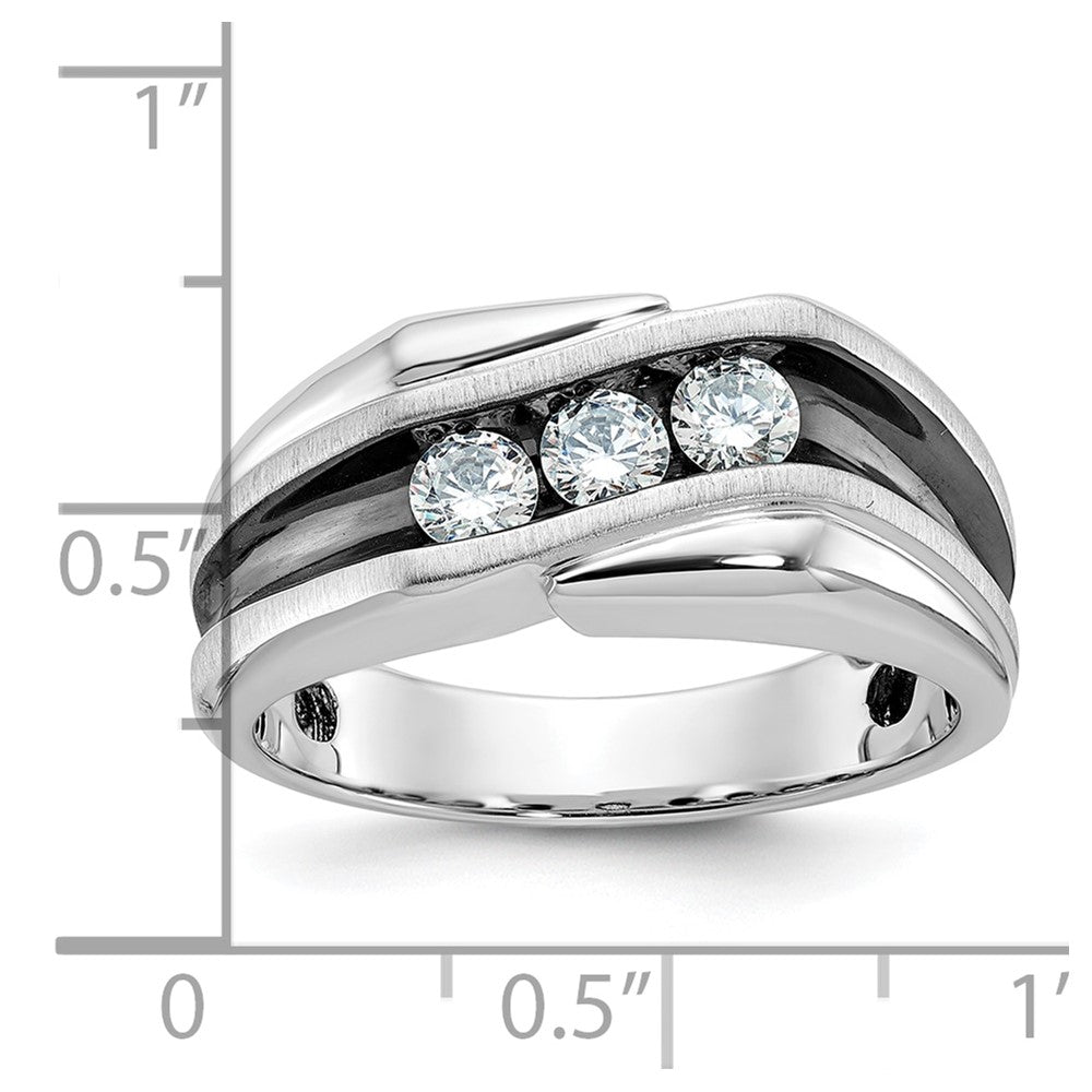 14K Weißgold Herrenring mit Schwarzrhodium, Satin-Finish, 0,5 ct. Diamant