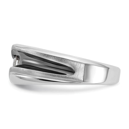 14K Weißgold Ring mit Schwarzrhodinierung, 0,2 ct. Labor-gezüchteten Diamanten VS/SI+ G+, poliert, satiniert und gerillt, für Herren