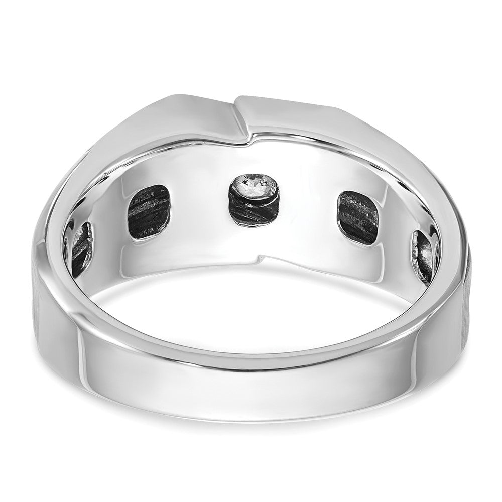 14K Weißgold mit Schwarzrhodinierung Herren-Ring, satiniert, mit 0,2K Diamanten, komplett besetzt