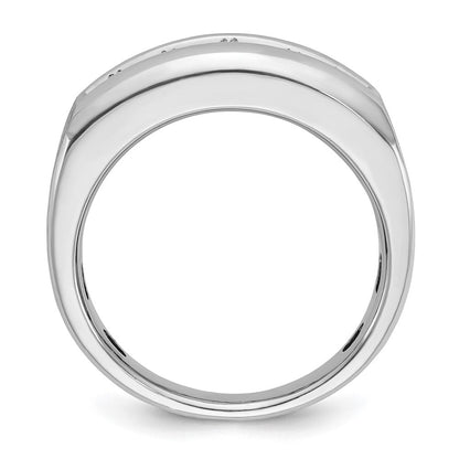 14K Weißgold Herren Ring poliert und satiniert mit 1K Diamant, komplett
