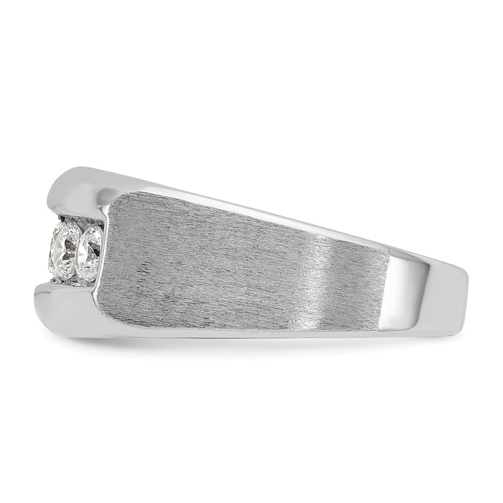 14K Weißgold Herren Ring poliert und satiniert mit 1K Diamant, komplett
