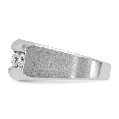 14K Weißgold Herren Ring poliert und satiniert mit 1K Diamant, komplett