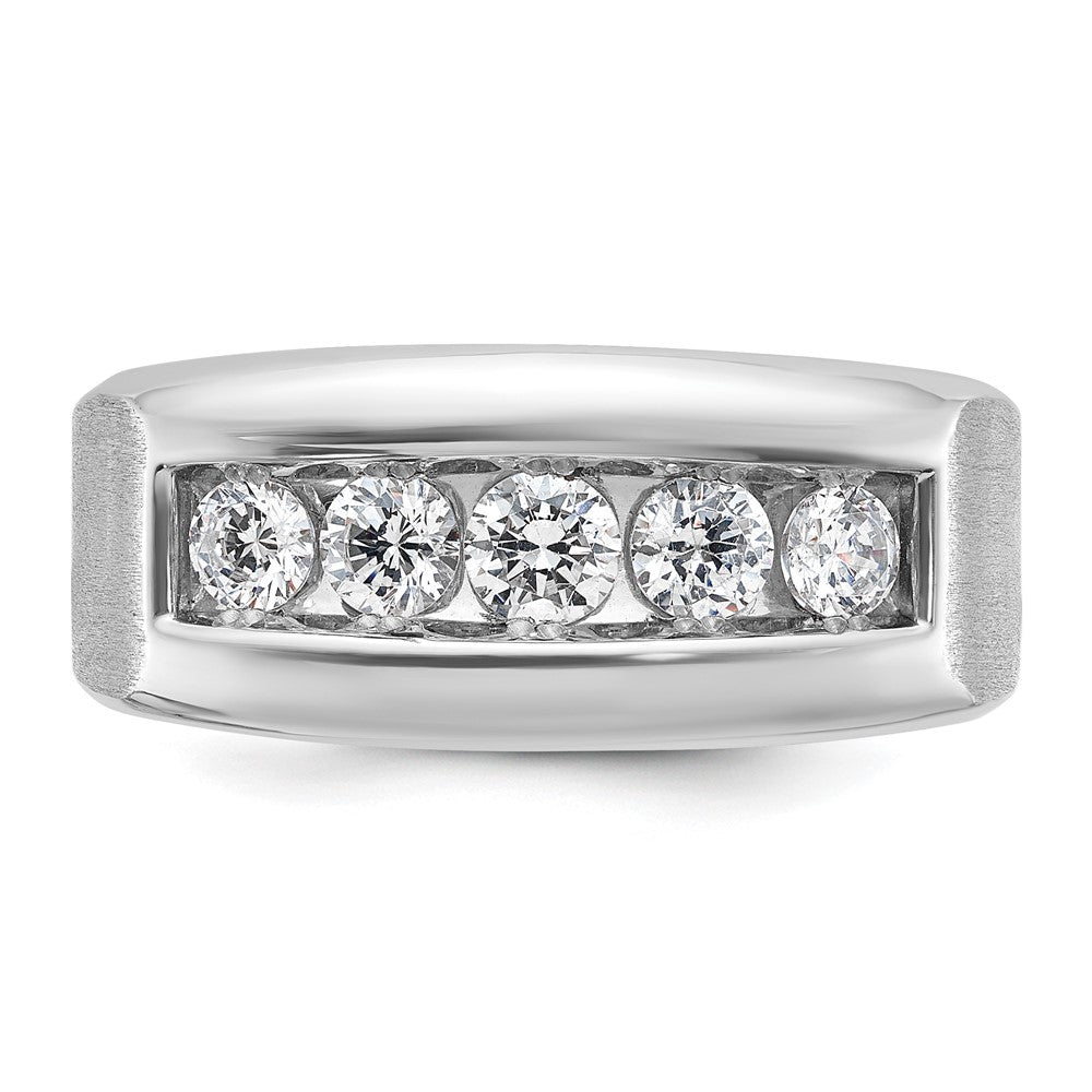 14K Weißgold Herren Ring poliert und satiniert mit 1K Diamant, komplett