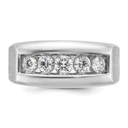 14K Weißgold Herren Ring poliert und satiniert mit 1K Diamant, komplett
