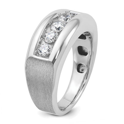 14K Weißgold Herren Ring poliert und satiniert mit 1K Diamant, komplett