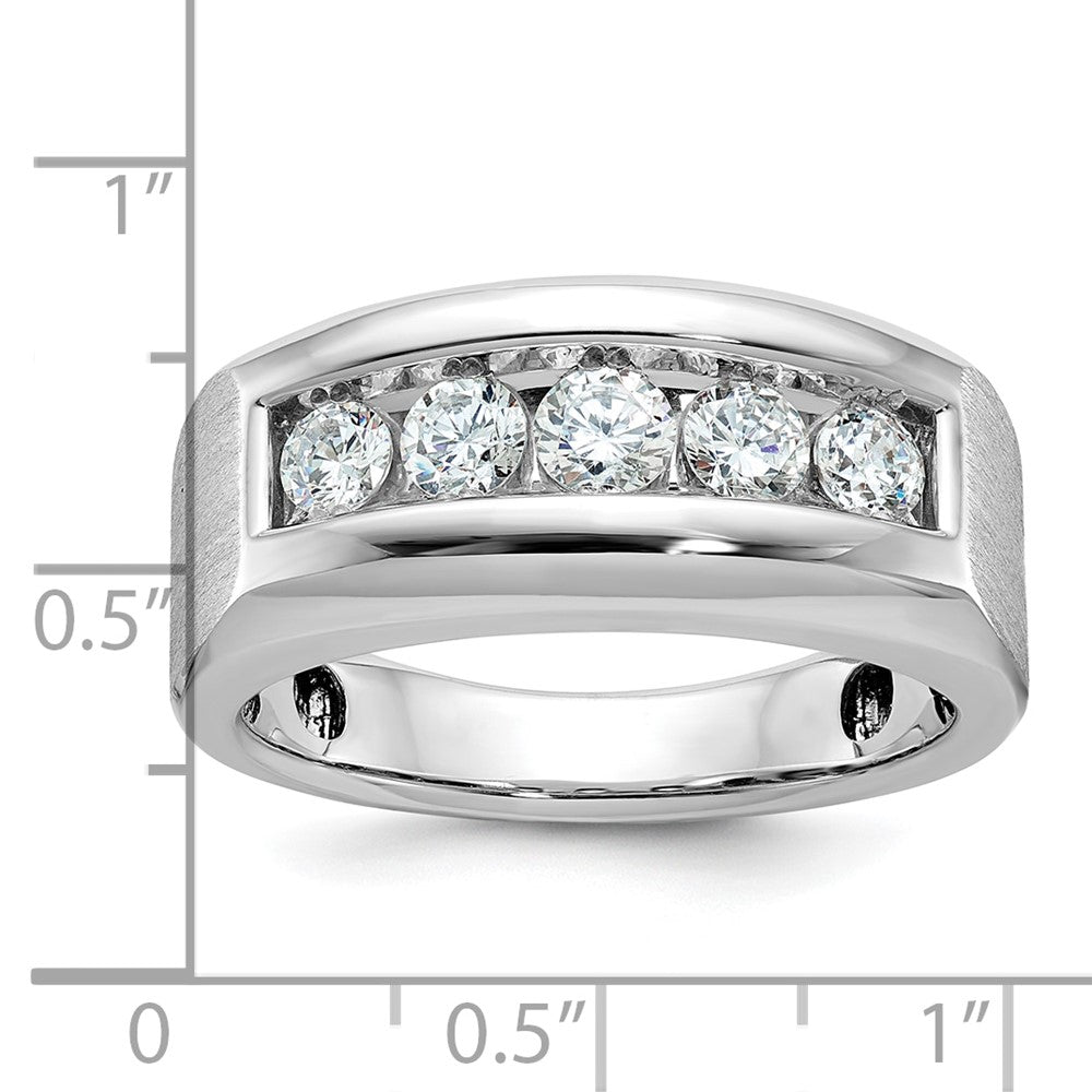14K Weißgold Herren Ring poliert und satiniert mit 1K Diamant, komplett