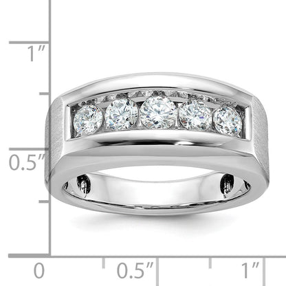 14K Weißgold Herren Ring poliert und satiniert mit 1K Diamant, komplett