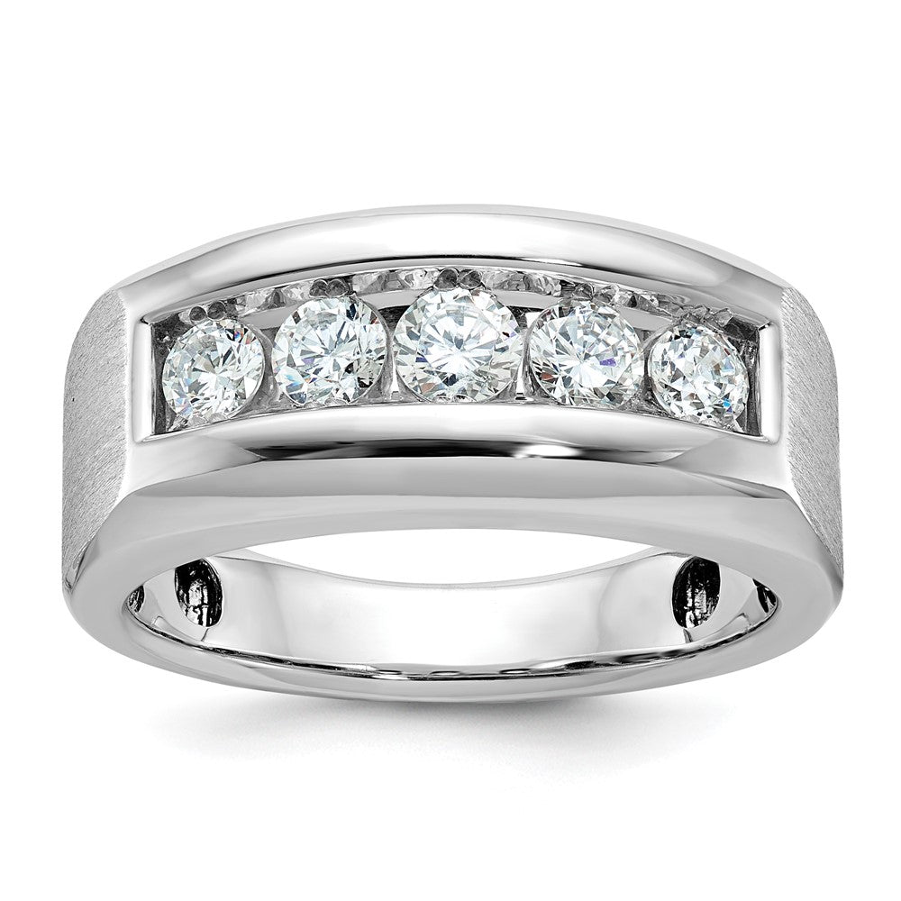 14K Weißgold Herren Ring poliert und satiniert mit 1K Diamant, komplett