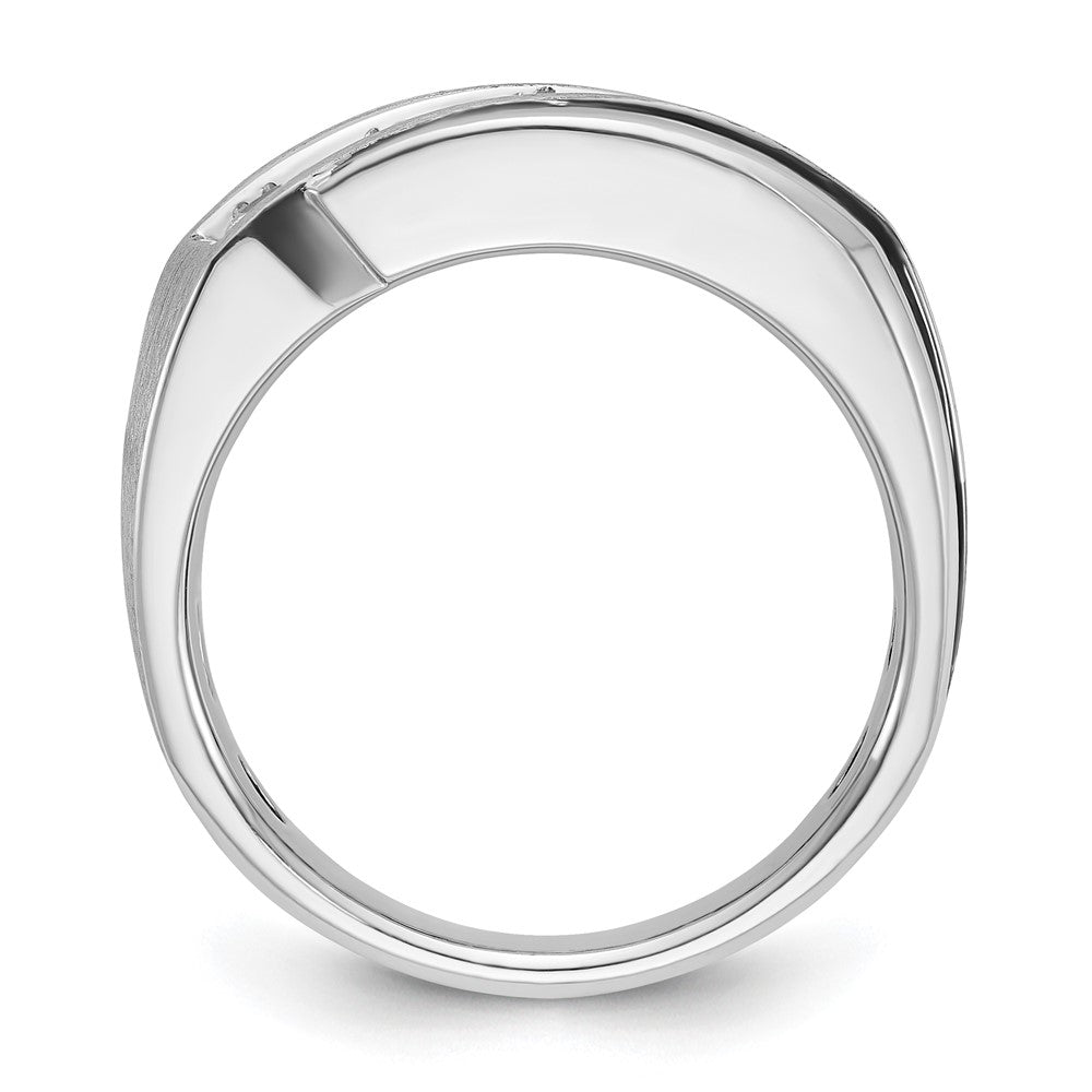 14K Weißgold mit Schwarzrhodinierung Herren-Ring, satiniert, 1K Diamant, komplett besetzt