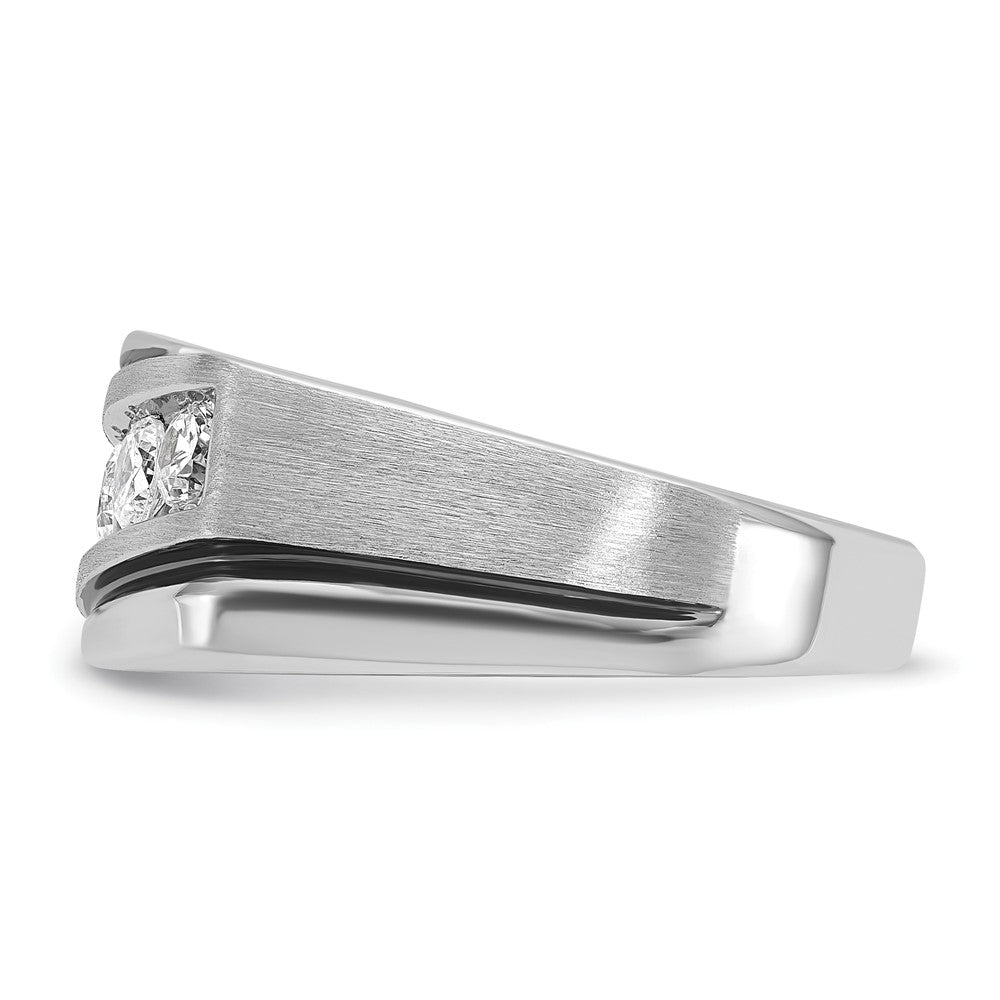 14K Weißgold mit Schwarzrhodinierung Herren-Ring, satiniert, 1K Diamant, komplett besetzt