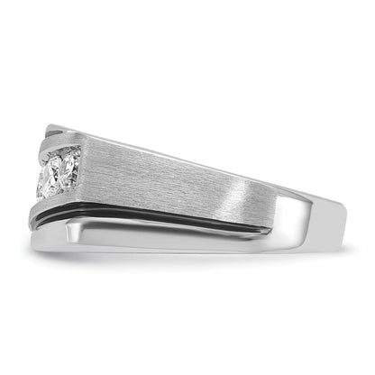 14K Weißgold mit Schwarzrhodinierung Herren-Ring, satiniert, 1K Diamant, komplett besetzt