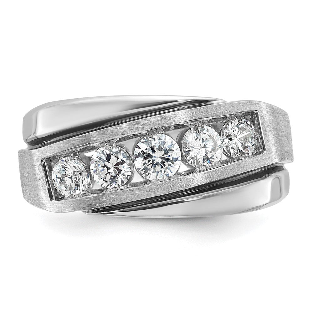 14K Weißgold mit Schwarzrhodinierung Herren-Ring, satiniert, 1K Diamant, komplett besetzt