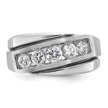 14K Weißgold mit Schwarzrhodinierung Herren-Ring, satiniert, 1K Diamant, komplett besetzt
