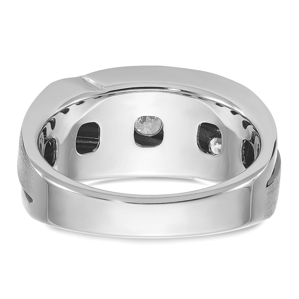 14K Weißgold mit Schwarzrhodinierung Herren-Ring, satiniert, 1K Diamant, komplett besetzt
