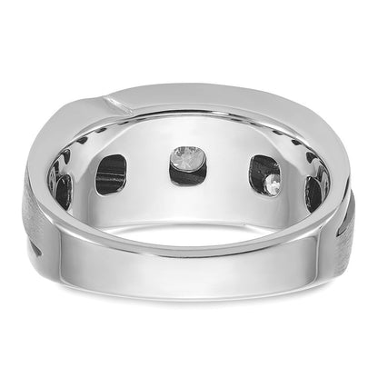 14K Weißgold mit Schwarzrhodinierung Herren-Ring, satiniert, 1K Diamant, komplett besetzt