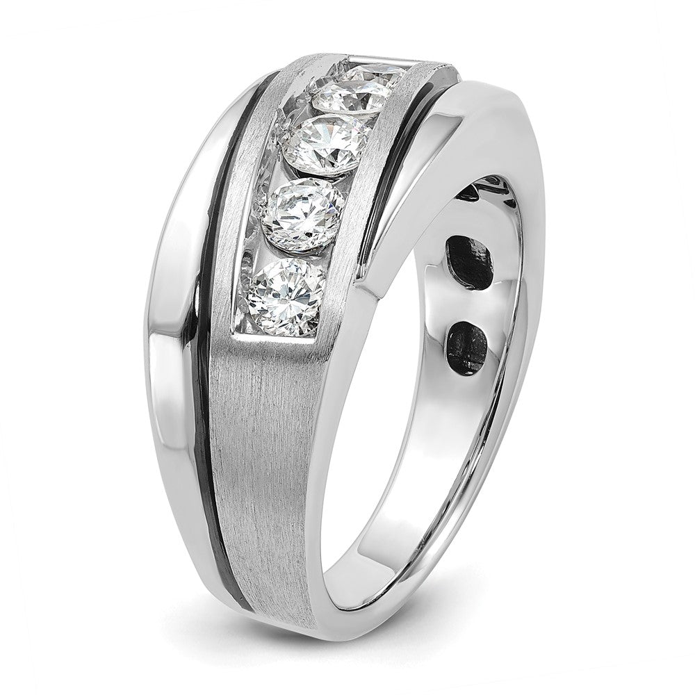 14K Weißgold mit Schwarzrhodinierung Herren-Ring, satiniert, 1K Diamant, komplett besetzt
