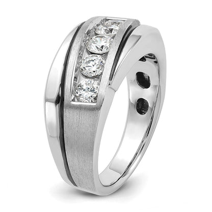14K Weißgold mit Schwarzrhodinierung Herren-Ring, satiniert, 1K Diamant, komplett besetzt